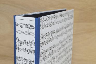 Preview: Chic music folder A4 with blue linen edges, extra stable and individual